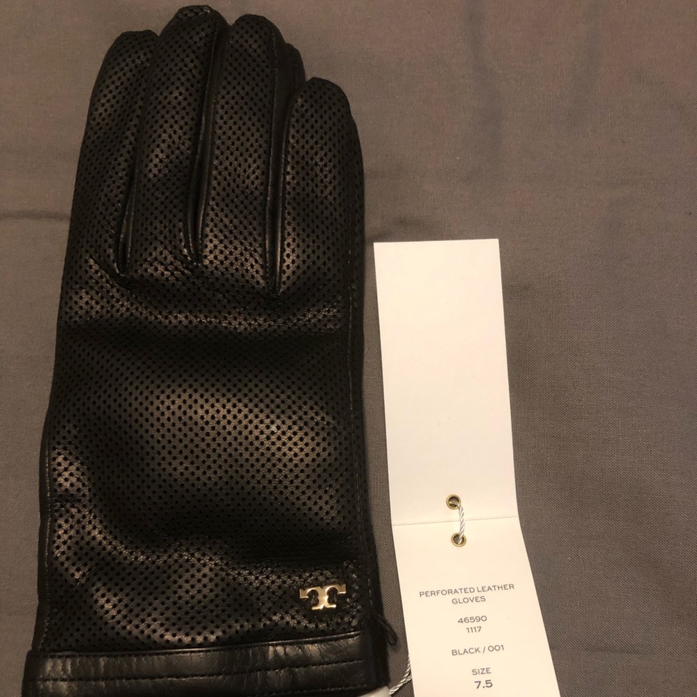 Tory Burch leather perforated gloves